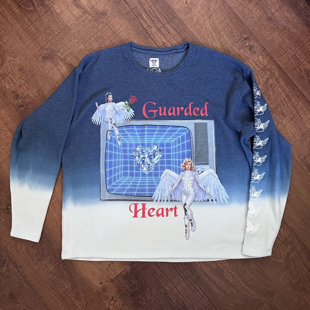 Boys Lie Ombre Blue and White Long Sleeve thermal Tee